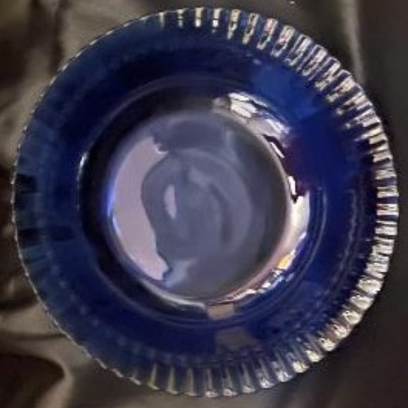 GORGEOUS COLOREX SCALLOPED / FLUTED 9 1/2" SERVING BOWL COBALT BLUE DISH BRAZIL - Picture 9 of 9